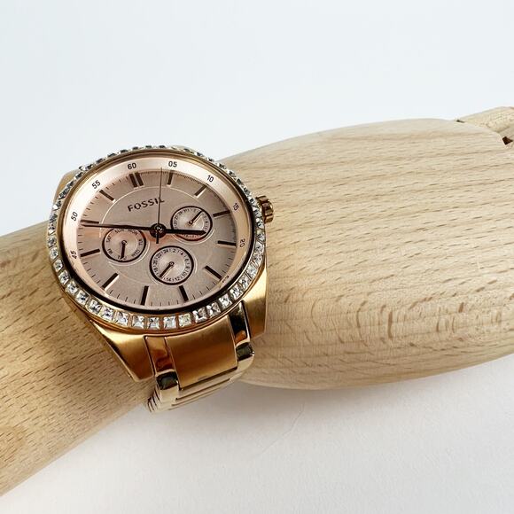 Fossil rose gold wrist watch 5 atm battery tested - Picture 2 of 10